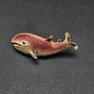 Vintage Sugared Whale Brooch Made in Korea Animal Jewelry